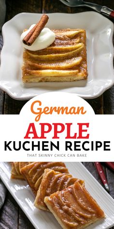 german apple kuchen recipe on a white plate