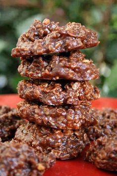 chocolate cookies stacked on top of each other