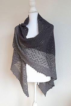 "Handmade shawl wrap Extrafine pure merino shawl Crochet shawls Knit women outfit Soft shawl Trendy accessories Gift for her Wool shawl Gray women scarves READY TO SHIP This handmade shawl is crocheted from soft 100% extrafine merino wool. Two shades of gray make feeling of self-confidence, presence of mind and sensitivity. The bottom of this shawl has a beautiful lasy edging what gives this shawl some romantic touch.  You can wear this shawl in spring, autumn, mild winters or cool summer evenings. You will look trendy and amazing. And what about a beautiful gift for your best friend? Of course, You can choose this soft shawl. Shawl's measurements approx.: 84\"/213 cm - long 37\"/93 cm - wide This shawl is mashine washable (40oC), do not tumble, dry flat.  Other items in my shop can be vie Elegant Gray Shawl For Winter, Black Knitted Shawl For Winter, Crochet Shawl Wrap For Winter, Gray Shawl, Handmade Black Shawl For Winter, Knitted Women Outfits, Winter Crochet Shawl Wrap, Gray One-size Shawl For Winter, Natural Christmas Ornaments