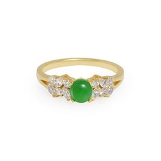 Jade rings have a classic, vintage-style, look which showcases a lustrous gemstone that has been prized for centuries. The gemstone jade has always been associated with very positive influences such as hope, healing, love, faithfulness, courage, and harmony. Product Specifications:5mm Round shaped natural green jade (Type A)6 round brilliant cut diamonds with total carat weight of 0.18ct 6 round brilliant cut diamonds with total carat weight of 0.38ct Quality: D-F in Color and VS in Clarity, wit Jade Engagement Ring, Jade Rings, Conch Pearl, Marquise Diamond Ring, Colorless Diamond, Jade Ring, Natural Jade, Marquise Diamond, Green Jade