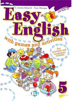 the cover of an easy english book with games and activities for children to play in