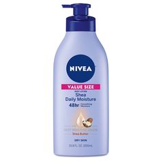 Reveal irresistibly soft skin with the NIVEA Shea Nourish Body Lotion. The lightweight, non-greasy formula in this NIVEA body lotion intensively moisturizes for 48 hours. This daily body lotion formula gently melts into skin leaving it silky and smooth after just one application, and is enriched with Shea Butter and NIVEA Deep Nourishing Serum. NIVEA Shea Nourish Body Lotion is dermatologically tested. This NIVEA lotion is also a perfect solution for those looking for a daily hand lotion or foot Nivea Lip Butter, Dry Skin Lotion, Nivea Lotion, Shea Butter Body Lotion, Dry Skin Body Lotion, Vaseline Petroleum Jelly, Shea Butter Lotion, Best Lotion, Lotion For Dry Skin