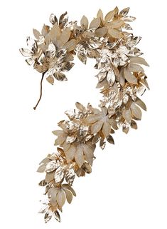 a gold leafy wreath is shown on a white background with the letter s spelled out