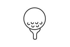 a golf ball and tee line icon