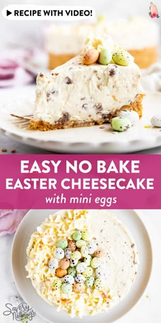 easy no bake easter cheesecake with mini eggs