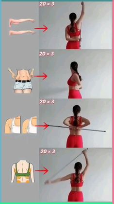 the instructions for how to do an exercise with her arms and legs, in order to get fit