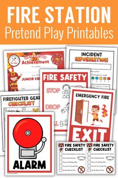 fire station pretend play printables for kids to learn how to use the fire extinguisher