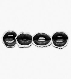 four black lips are lined up in a row