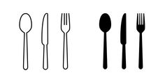 black and white silhouettes of utensils and spoons