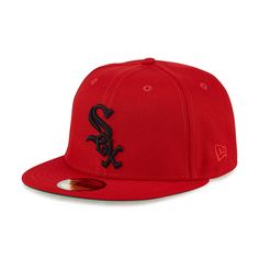 the chicago white sox new era 59fifty fitted - back hat is red and black