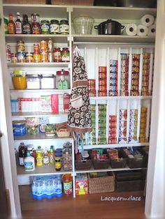 the pantry is stocked with all kinds of food