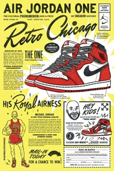 an advertisement for the air jordan one retro chicago basketball shoe, with instructions on how to wear them