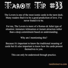 a poem written in white on black with the words tarot tip 3 above it