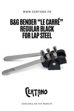 a pair of scissors sitting next to each other on top of a white background with the words b & g bender le carre regular black for lap steel