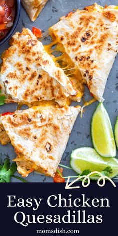 easy chicken quesadillas with salsa on the side