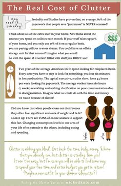 the real cost of clutter info sheet with information about clutter and how to use it