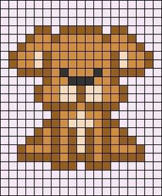 a cross stitch pattern with a teddy bear on it's face in brown and white