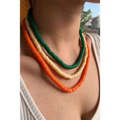 Add a pop of color to your style with this vibrant 3-piece Fimo necklace set!  Whether you're dressing up a casual outfit or adding flair to a night out, these necklaces bring a fun, playful vibe to any look. Get ready to turn heads with this trendy accessory! Cheap Vibrant Multicolor Necklaces, Adjustable Multicolor Eclectic Necklace, Vibrant Orange Handmade Necklace, Colorful Adjustable Vibrant Necklace, Bold Multicolor Adjustable Necklace, Trendy Accessories, Necklace Set, Charm Necklace, Charms