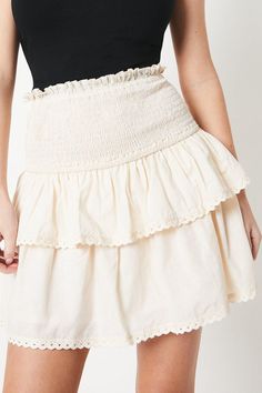 Lightweight cotton construction for breathable comfort
Tiered ruffled design with shirring details for a flirty, feminine look
Delicate lace trim along the hem adds a romantic touch
Elasticated waistband ensures a flattering fit
Mini length hits mid-thigh for a flirty, playful style
This charming cotton skirt is perfect for casual daytime events and family gatherings. The tiered ruffles and lace trim exude a pretty, girly aesthetic that pairs beautifully with a simple camisole or tee. Slip into sandals or trainers for a relaxed yet chic ensemble. With its breathable cotton fabric and elasticated waistband, this skirt offers effortless comfort and versatility for warm-weather occasions. Occasion Dresses Wedding Guest, Tiered Mini Skirt, Petite Jumpsuit, Playful Style, Petite Coat, Girly Aesthetic, Tall Clothing, Tshirt Skirt, Cotton Skirt