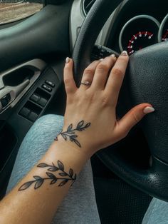 Female arm, acrylic nails, promise ring, aesthetic, modeling, tattoo, vine, floral, pretty, moody Wrist Tattoos Meaningful, Wrist Hand Tattoo, Wrist Tattoo Cover Up, Meaningful Wrist Tattoos, Wrist Tattoo Designs