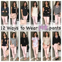 Pink Jeans Outfit, Colored Pants Outfits, Pink Pants Outfit, Light Pink Pants, Mode Ab 50, Blush Pants, Work Profile, Light Pink Jeans, Neon Prom Dresses