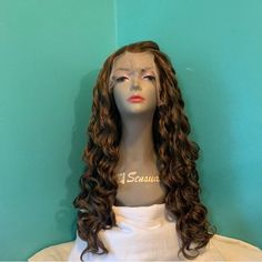 Lace Front Brown Synthetic 24" Curly Wig 150 Density. Average Cap With Lace Front And Combs Heat Resistant Full Wig. New Wig Color, Curly Wig, Full Wigs, Curly Wigs, Heat Resistant, Lace Front, Density, Wigs, Hair Accessories