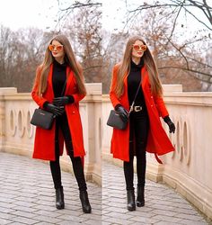 Red Coat Outfit Winter, Red Trench Coat Outfit, Coat Outfit Winter, Red Long Coat, Red Trench Coat, Paris Outfits