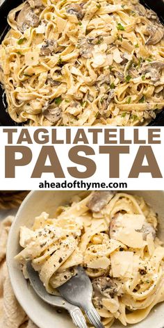 this tagliatelle pasta is loaded with mushrooms and cheese