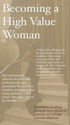 the cover of becoming a high value woman, with an image of a woman walking up stairs