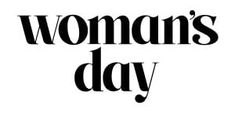 the words woman's day written in black on a white background