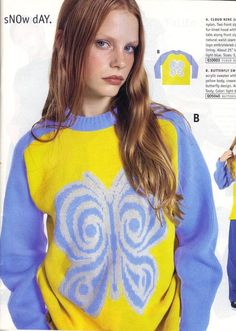 90s Catalog, 90s Teen Fashion, Butterfly Sweater, Cozy Jacket, Look Retro, Fashion Catalogue, Looks Style