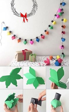 Christmas Decor At School, Christmas Craft Garland, Christmas Wall Decor Ideas Diy Crafts, Christmas Decorations With Paper, Christmas Decor Ideas Paper, Christmas Paper Decor, Christmas Garland Craft, Paper Decorations Christmas, Paper Christmas Garland