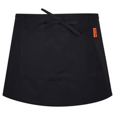 a women's black skirt with an orange tag on the front and side pockets