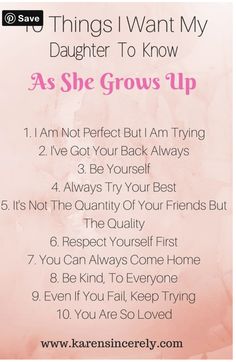 the 10 things i want my daughter to know as she grows up is an easy and fun activity