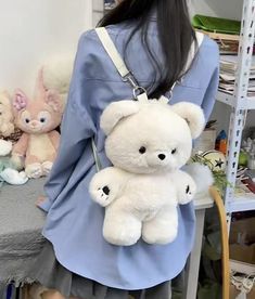 Cute Stuffed Animals Plushies, Plushies Backpack, Backpack Plush, Tas Lv, Bear Backpack, Cute Mini Backpacks, Kawaii Bags, Cute Squishies