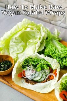 lettuce wraps with vegetables on a cutting board