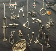 Large display of various MCM studio jewelry, with examples by Ed Wiener, Secrest, Betty Cooke, Henning Koppel, Evert MacDonald, and several unknown... Modernist Silver Jewelry, Mid Century Modern Jewelry, Art Smith, Mid Century Jewelry, Contemporary Jewellery, Contemporary Jewelry