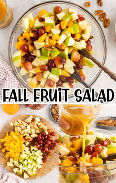 fall fruit salad with oranges, apples, grapes, and pecans in it