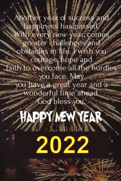 happy new year card with fireworks and congratulations message for someone who has passed his life