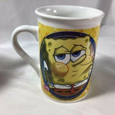 a mug with an image of spongebob on it