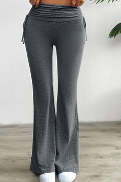 Our Toni casual soft comfy everyday flare yoga pants with high waist and drawstring are a must have basic! Colors: Dark Grey or Black Sizes: S-M-L-XL Waist 23-25-27-29, Hips approx 30-32-34-36.5, overall length 40-41 92% Viscose, 8% Spandex, hand or machine wash, hang dry, imported T1/1002 Fitness Era, Yoga Flare Pants, Fall Winter Jacket, Flare Yoga Pants, Fall Denim, Plus Size Pants, Black Long Sleeve Dress, Long Black Dress, Spring Summer Dress