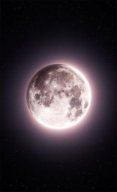 an artist's rendering of a super - bright moon in the dark night sky