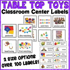 the table top toys classroom center labels