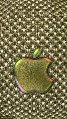 an apple logo is shown on the side of a woven material background that looks like it's made out of circles