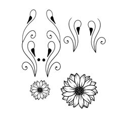 some flowers and swirls on a white background