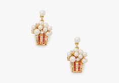 Winter Carnival Popcorn Earrings | KATE SPADE Kate Spade White Earrings For Gift, White Kate Spade Jewelry For Formal Occasions, Formal White Kate Spade Jewelry, Kate Spade Drop Earrings For Formal Occasions, Kate Spade Formal Drop Earrings, Popcorn Earrings, Carnival Popcorn, Anastasia Grey, Winter Carnival