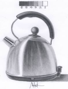 a drawing of a tea kettle