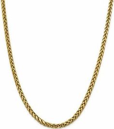 Briliant Bijou Genuine 14k Yellow Gold 5.00mm Semi-Solid Wheat Chain Necklace 26 inches Men Necklace