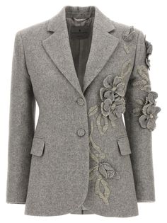 Elegant blazers often come in timeless colors that exude sophistication. Neutral shades such as black, navy, beige, and white are common choices, allowing the blazers to be versatile and easy to style. These colors complement a variety of outfits and occasions, from formal business meetings to evening events. Embroidery On Blazer, Embroidery Blazer, Elegant Blazers, Single Breasted Blazer, Applique Shirts, Abaya Designs, Blazer Designs, Boston Proper, Ermanno Scervino