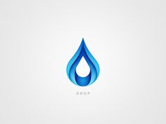 the logo for drop is blue and has a water drop on it's side